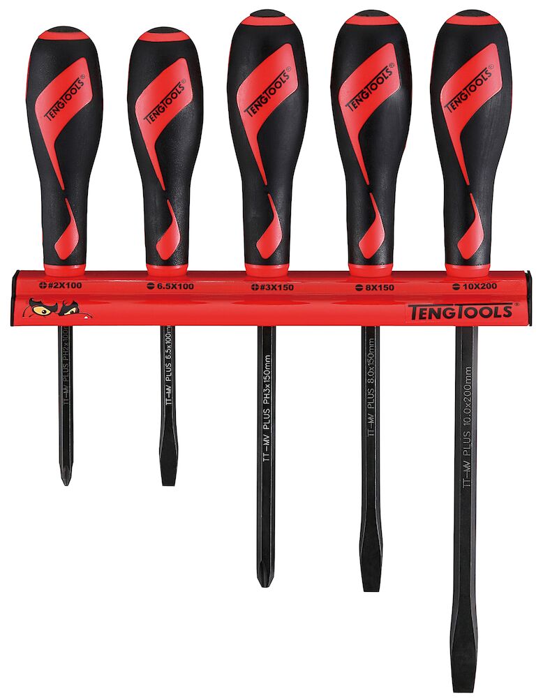 Power Through Screwdriver Set Wall Rack 5 Pieces TengTools